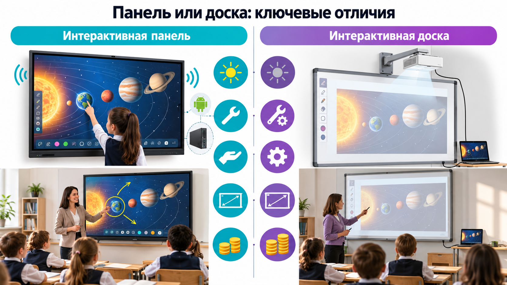 Сравнение интерактивной панели и интерактивной доски
