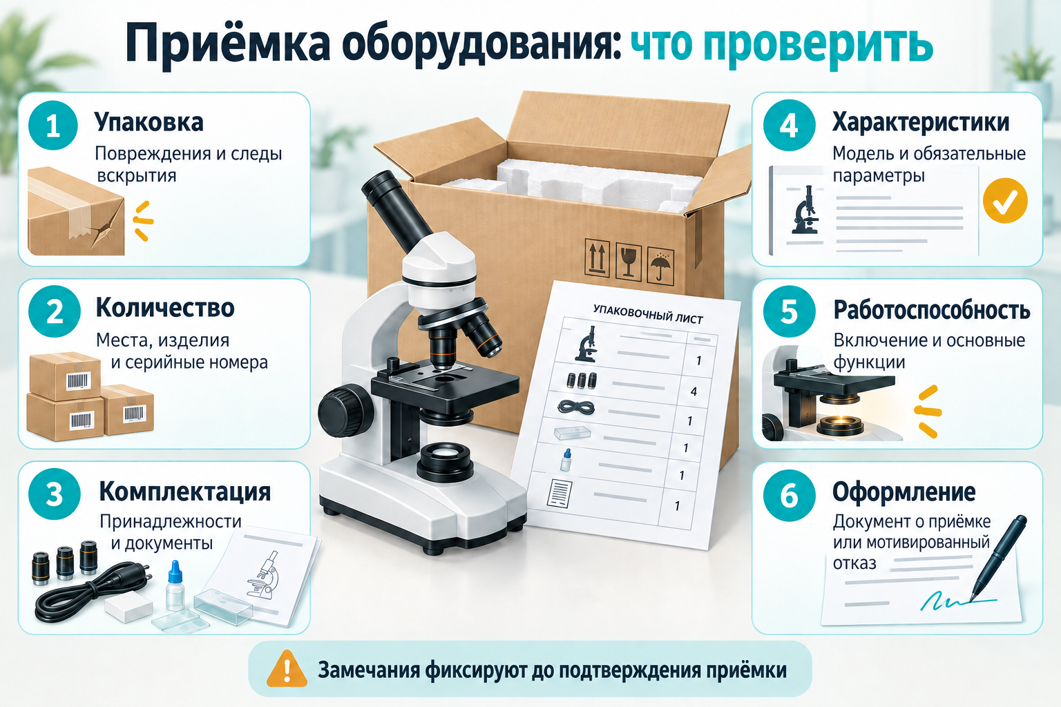 Шесть направлений проверки при приёмке оборудования