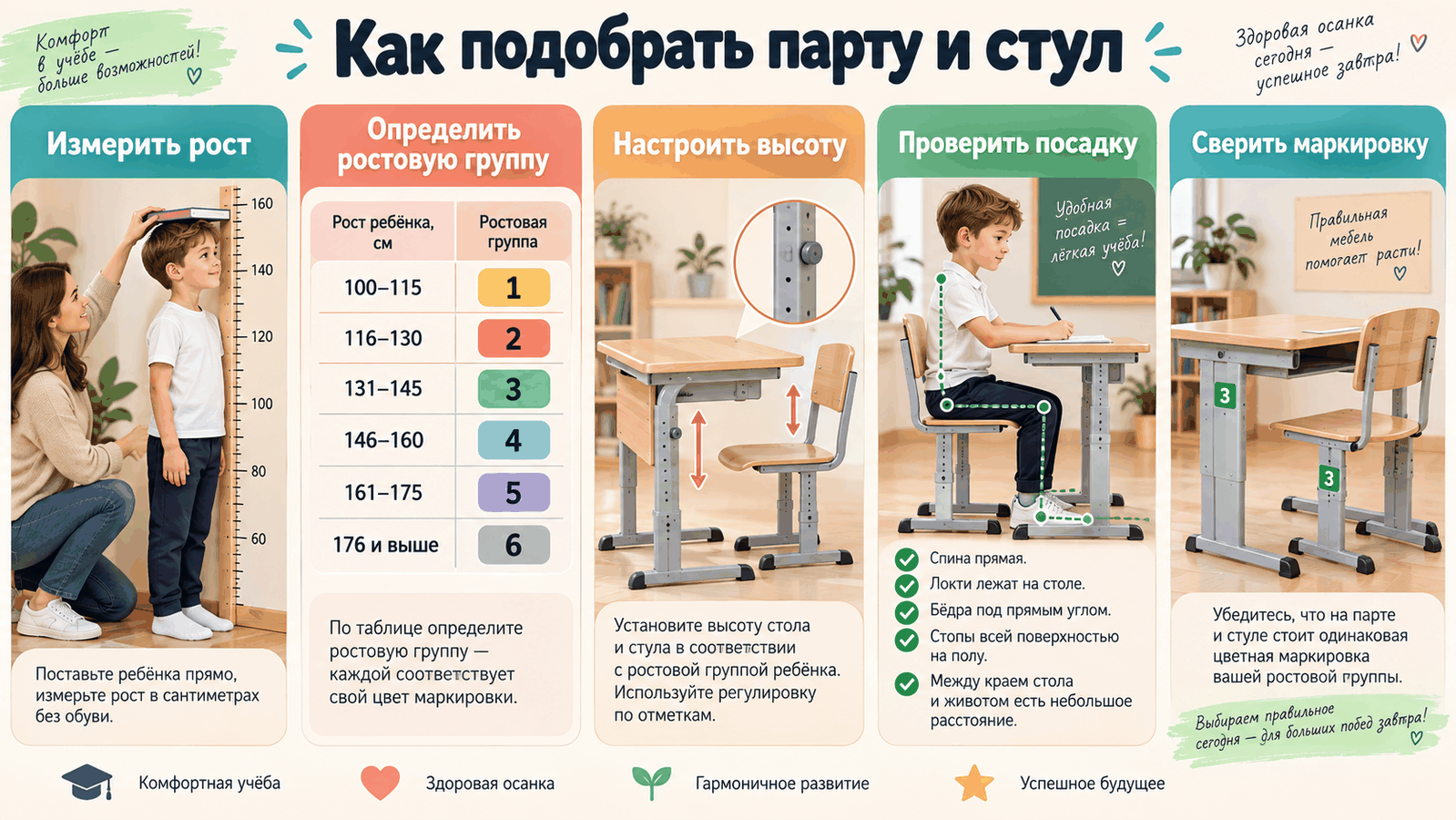 Как подобрать парту и стул