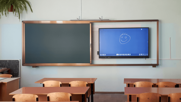 Раздвижная меловая доска на рельсовой системе, 2 рабочие поверхности (левая\правая)